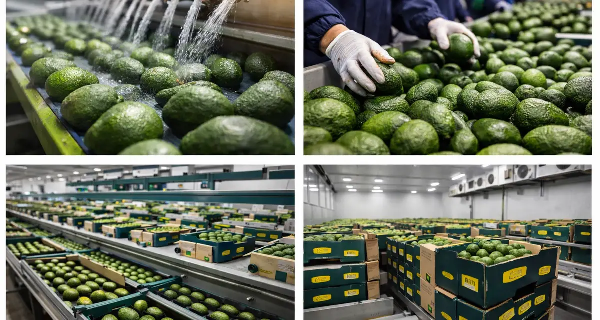 Avocado export carton printed with a private label retail brand at Agrotronics Horticulture's packhouse
